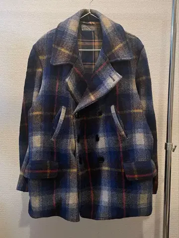 [ 새상품급 ] 40s SPORTCLAD 체크 무늬 울 피 코트