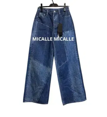 [ MICALLE MICALLE/미카레미카레 ] 디자인 와이드 데님 블루