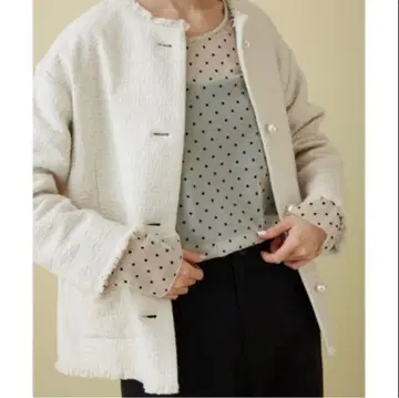 SLOBE IENA 튤 플로키 도트 풀오버 베이지