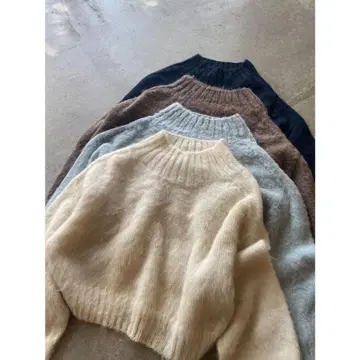 알파카 숏 니트 풀오버