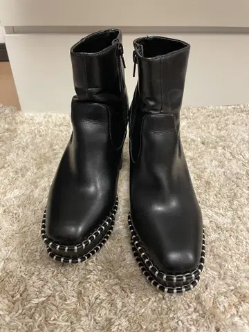 마우지 우드 밑창 부츠 숏부츠 블랙 M 통굽 부츠