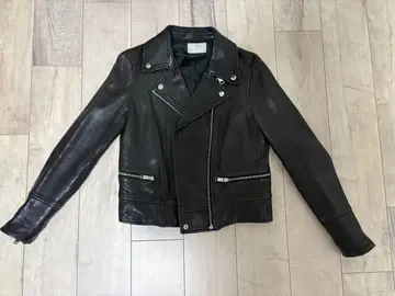 estnation 시어링 가죽 라이더 자켓 블랙