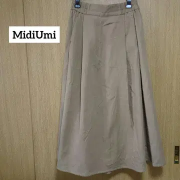 MidiUmi 베이지 플레어 스커트 허리밴딩