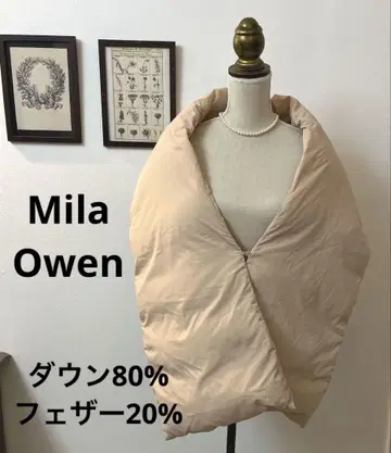 Mila Owen 핑크 베이지 다운 머플러