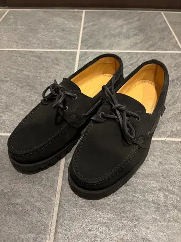 파라부트 데크 슈즈 블랙 스웨이드