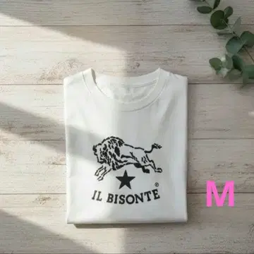 새상품급 IL BISONTE 로고T셔츠 M사이즈 화이트 코튼