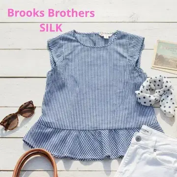 브룩스 브라더스 프릴 소매 스트라이프 블라우스 성숙 캐주얼하게