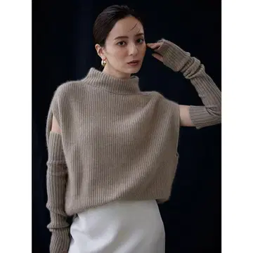 anuans 멀티 울 암워머 세트 니트 풀오버 베이지