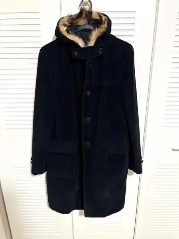 COMME CA DU MODE 블랙 더플 코트 후드 부착