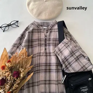 b1294* 썬밸리 밴드 카라 하프 버튼 기모 코튼 린넨 셔츠