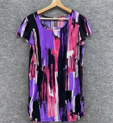 캐주얼 반팔 상의 보라색 핑크 블랙