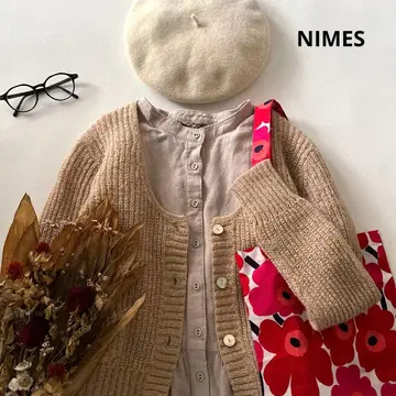 b1588* NIMES 니메스 U넥 울 혼방 니트 가디건