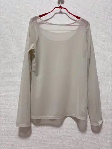 시스루 베이지 긴팔 상의 셋업