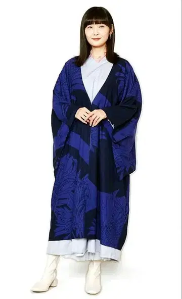 [와모노야 카야: 하나카게 겉옷] 재패니즈 모던 겉옷 코트(파랑/블랙)