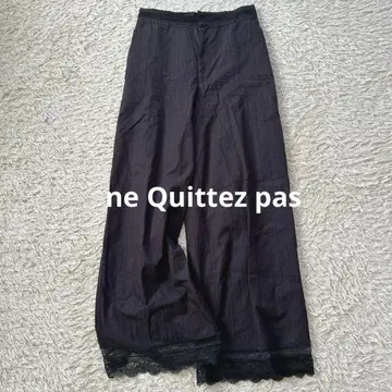 누키테파 헴 레이스 팬츠 자수 밑단 레이스 블랙 M 사이즈