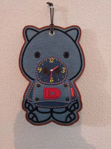 캐릭터 벽걸이 시계 데님풍