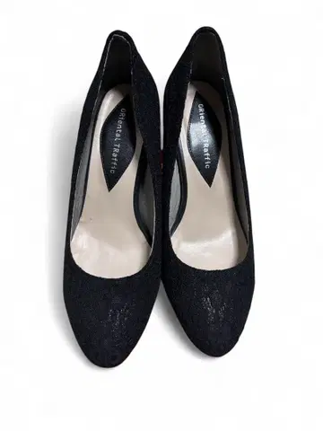 새상품급 오리엔탈 트래픽@스웨이드 펌프스 레이스 패턴