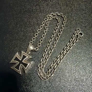 S&A 실버 액세서리 아이언 크로스 목걸이 탑 체인 포함