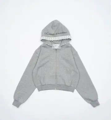 smyeon 레이스 포함 컴팩트 지퍼 후디 그레이