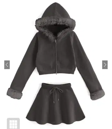 GRL 퍼 후드티 x 플레어 스커트 an1481 차콜