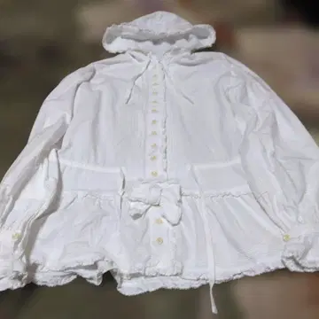 핑크하우스 화이트 후드 부착 셔츠