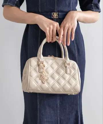 randa 퀼팅 2WAY 보스턴 백 크림