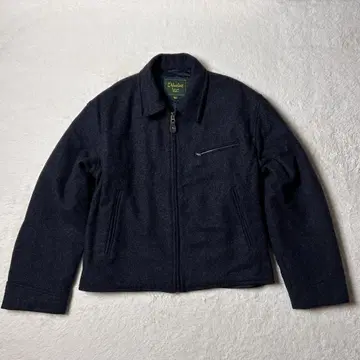 짧은 기장 울 혼방 집업 블루종 네이비