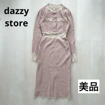 [새상품급] dazzy store 니트 원피스 깅엄 체크 롱