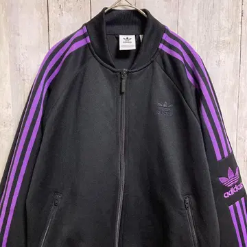 여성 빈티지 아디다스 adidas 저지 트랙 자켓 소매 자수 블랙