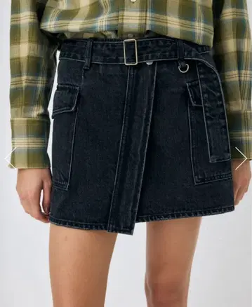 MOUSSY WRAP 데님 미니 스커트 (2 BLK)