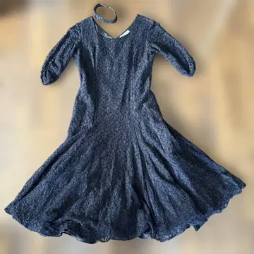 사교댄스 블랙 레이스 플레어 드레스 연습복