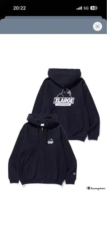 XLARGE 네이비 집업 후드티 M