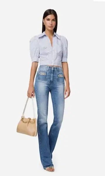 ELISABETTAFRANCHI 엘리자베타 프랑키 블라우스 블루 M