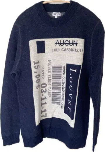 AUCUN 루브르 티켓풍 프린트 긴팔 스웨터 블랙