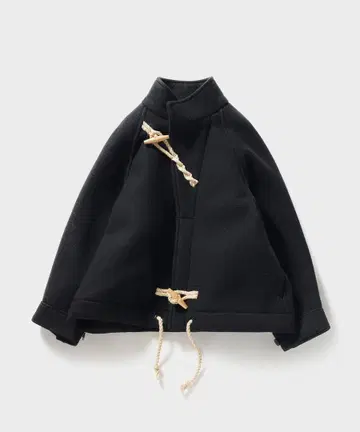 블랙 더플 코트 울 혼방