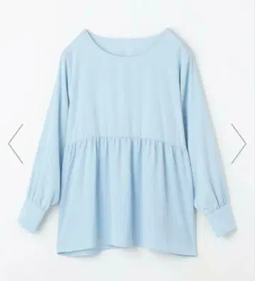 유나이티드 애로우즈 페플럼 블라우스 스카이블루 시어 블라우스