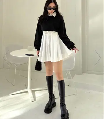 미사용 새상품 로얄 파티 레이어드 턱 셔츠 미니 원피스