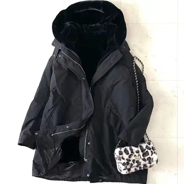 새상품급 보르지 투모로우랜드 라이너 포함 2way 모즈 코트 38 블랙