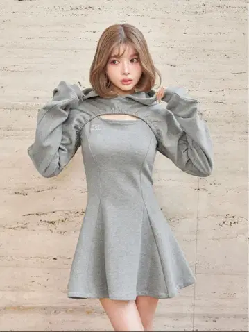 숏 후디 맨투맨 미니 원피스