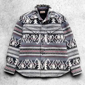 레어 인디언 모터 사이클 네이티브 무늬 울 자켓 동양