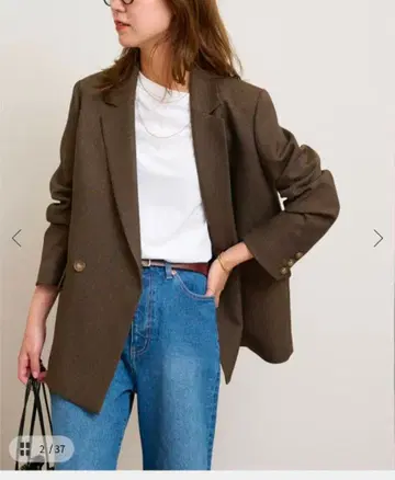 브라운 샤크 트위드 테일러드 자켓