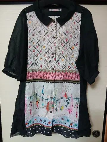 알베로베로 돼지 론버스 아트 튜닉 원피스