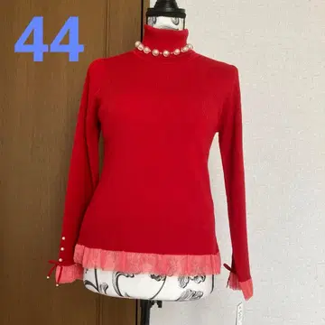 슈퍼 뷰티 44 택 포함 새상품 소매 펄 디자인의 스테디셀러 리브 니트