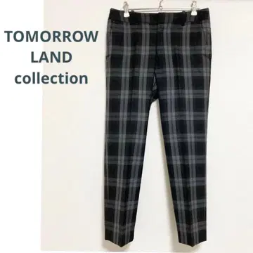 새상품급 테이퍼드 팬츠 체크 무늬 울 슬랙스 TOMORROWLAND