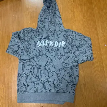 RIPNDIP 그레이 후드 부착 후드티 M