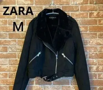 ZARA 블랙 페이크 무스탕 라이더 자켓