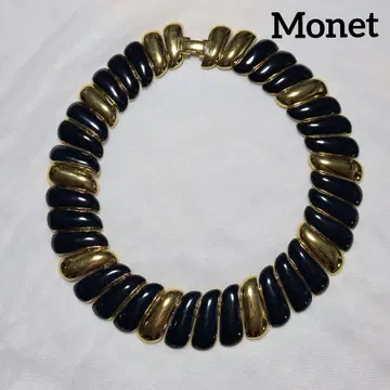빈티지 Monet 모네 초커 목걸이 골드 x 네이비