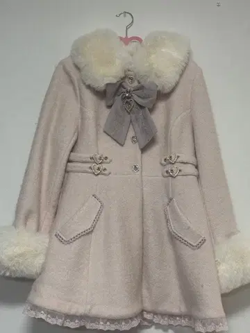 LIZLISA 비쥬 리본 미니 A라인 코트 핑크