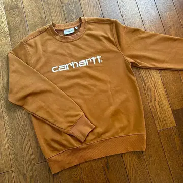 Carhartt 자수 로고 맨투맨 XS 트레이닝복 브라운 칼하트