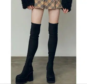 EMODA 스퀘어 핏 롱 부츠 블랙 L 사이즈